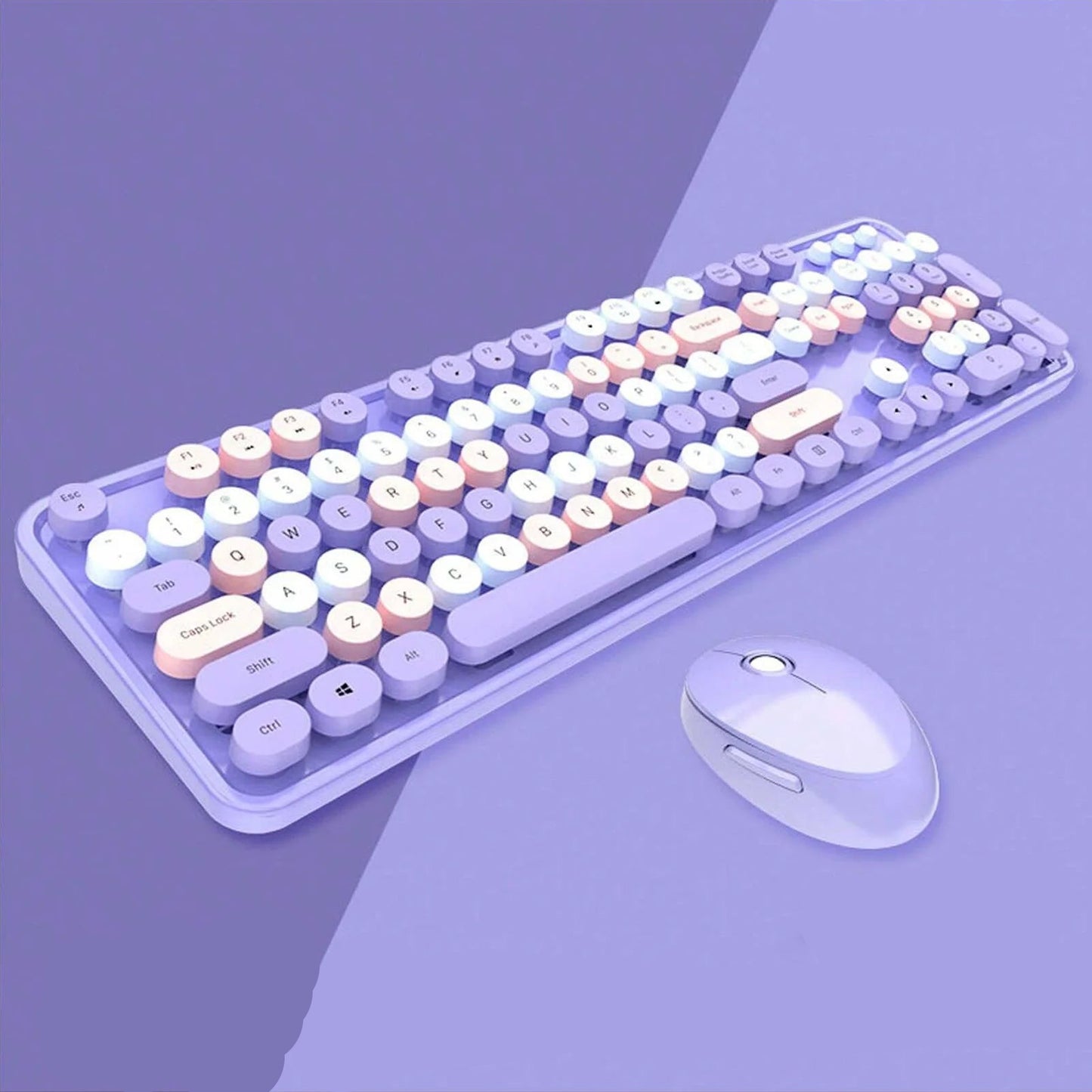 Colorful Keys Wireless Keyboard And Mouse Set