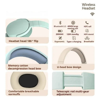 9D Surround Sound Wireless Bluetooth Headphones