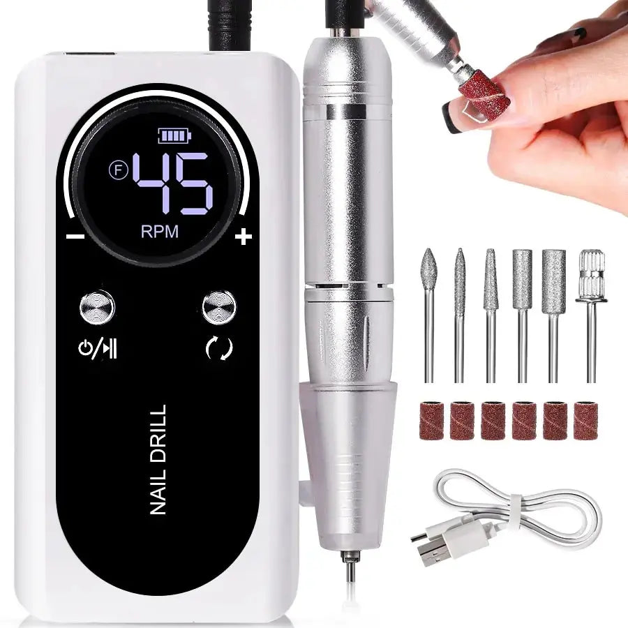 Portable Nail Drill Machine and Kit 45000RPM