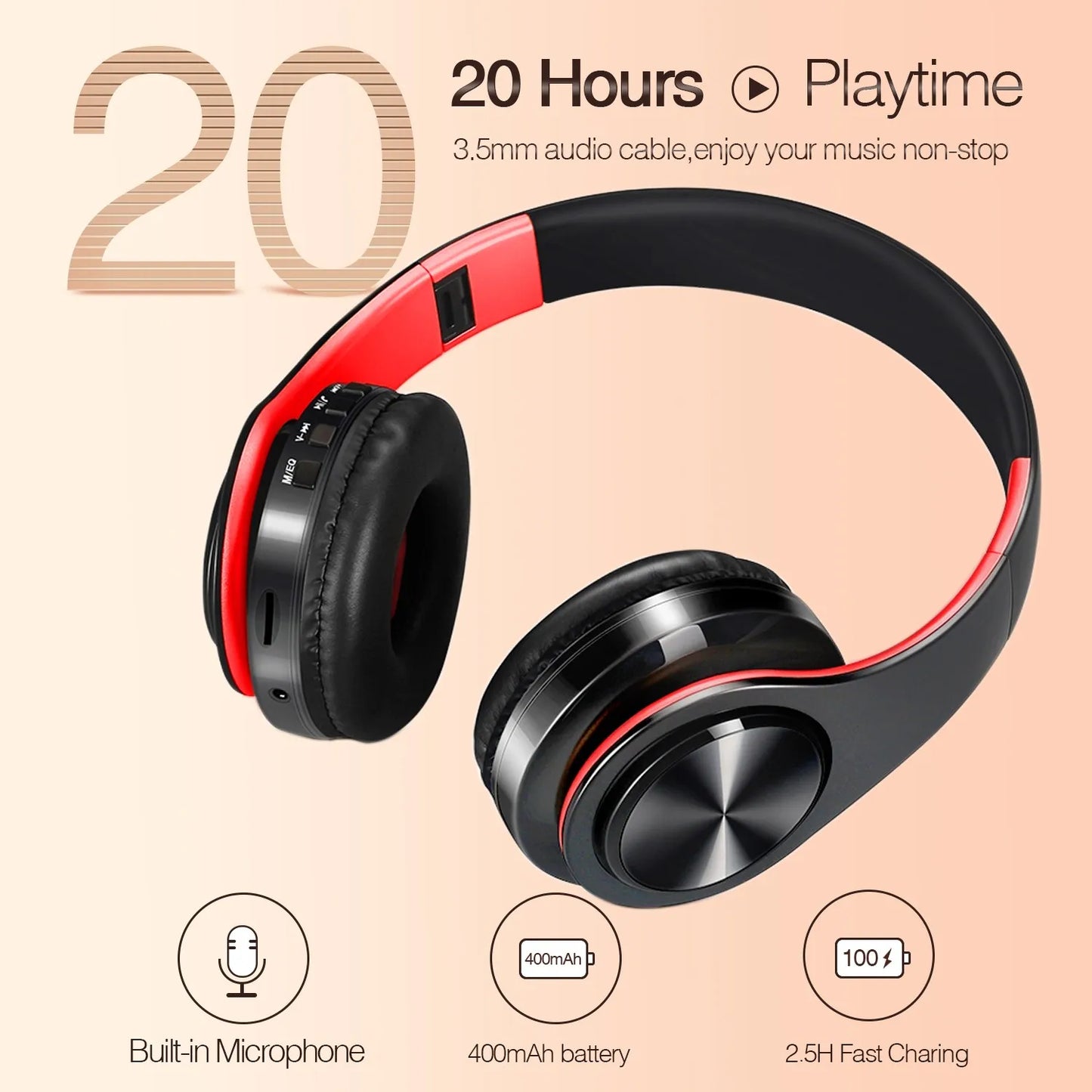 Soft Leather Bluetooth Stereo Headphones