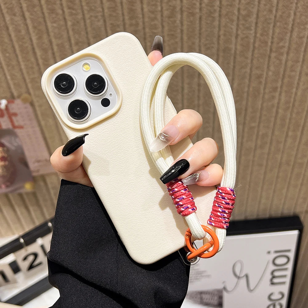 Vibrant Leather Texture Wristlet Phone Case