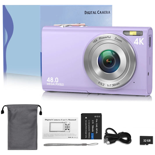 4K Digital Camera HD 48MP with 2.8" Large Screen