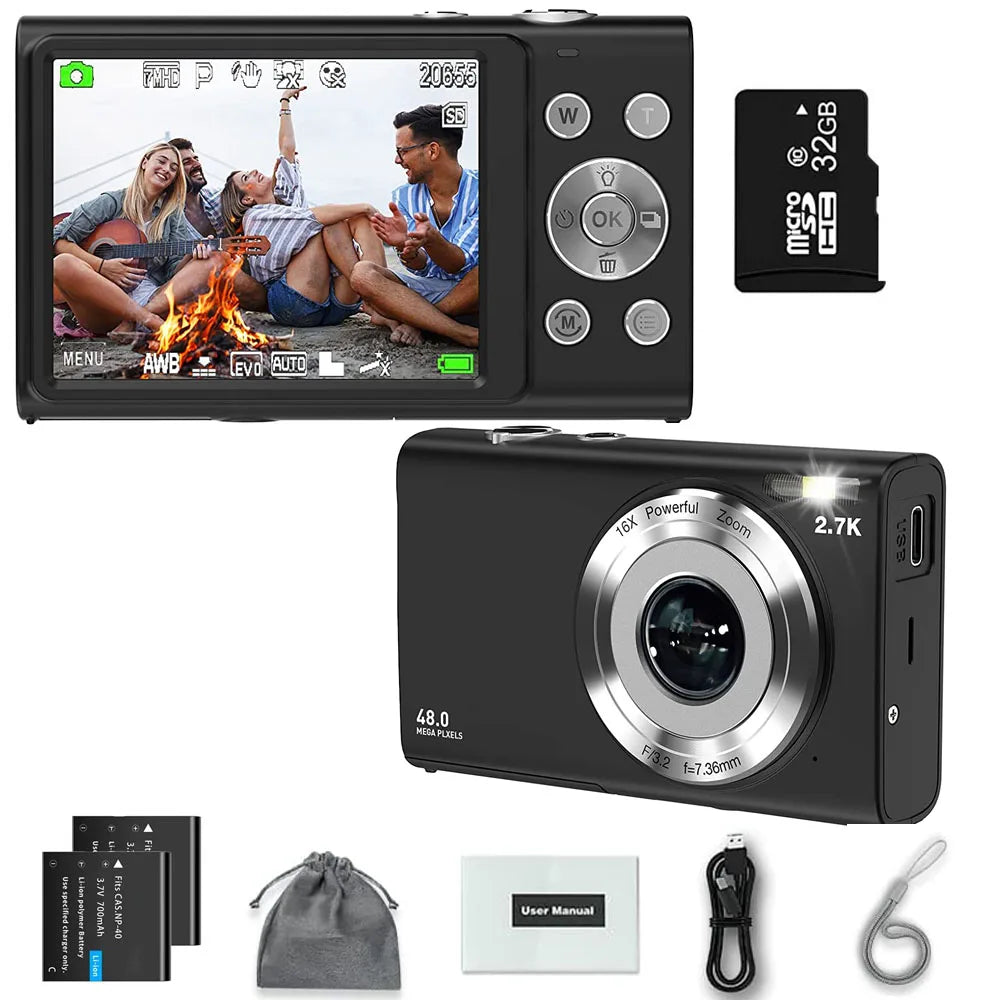 4K Digital Camera HD 48MP with 2.8" Large Screen
