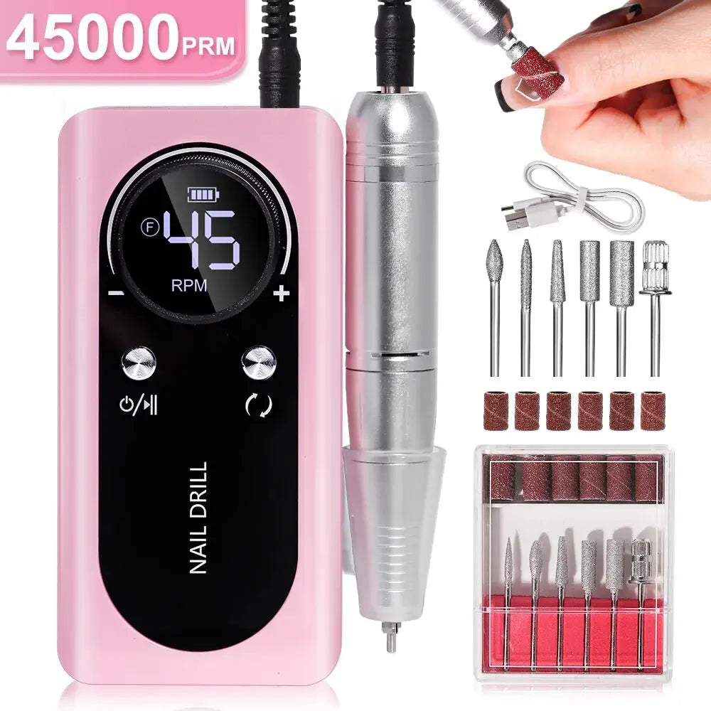Portable Nail Drill Machine and Kit 45000RPM