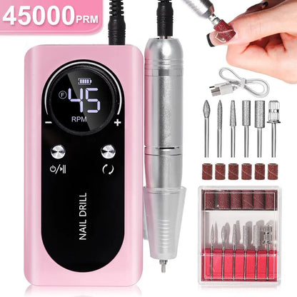 Portable Nail Drill Machine and Kit 45000RPM