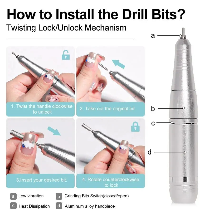 Portable Nail Drill Machine and Kit 45000RPM