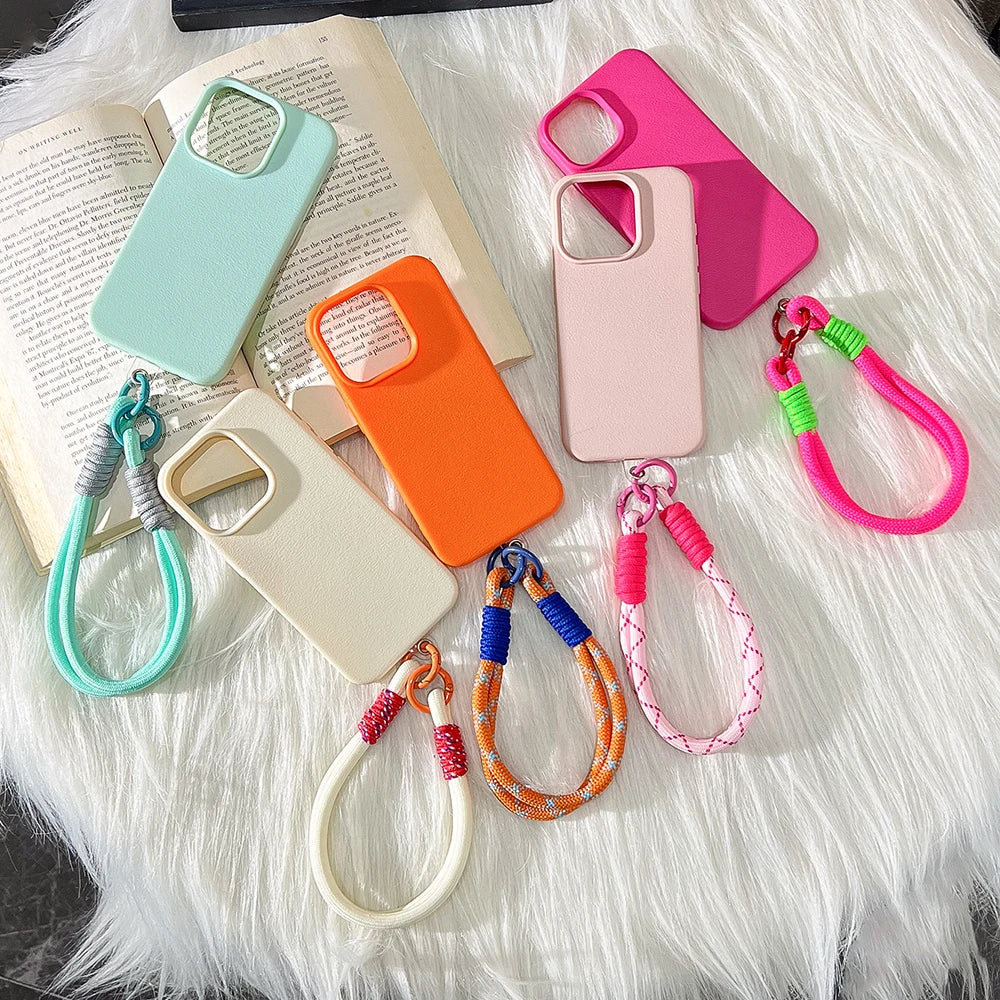 Vibrant Leather Texture Wristlet Phone Case