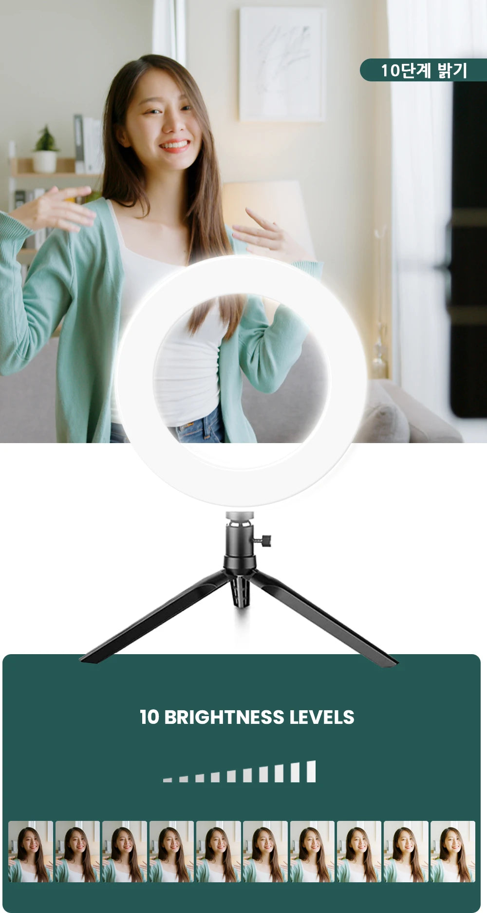 Small LED Desk Ring Light + Tripod Stand
