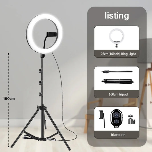 10" LED Ring Light with 5ft Tripod Stand