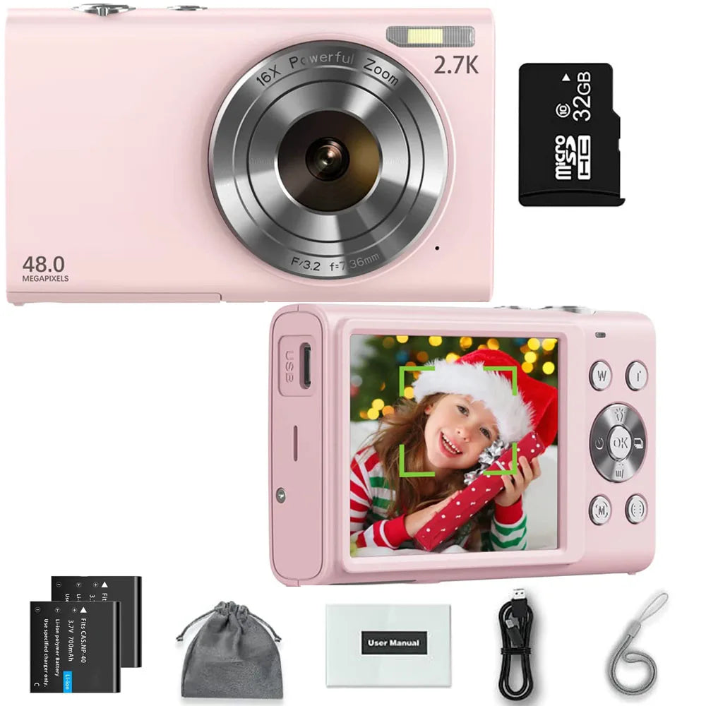 4K Digital Camera HD 48MP with 2.8" Large Screen