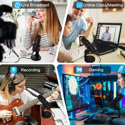 USB Condenser Microphone for Computer + Phone Adapter
