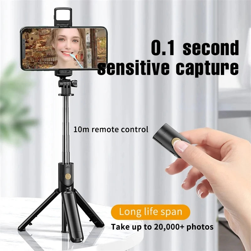 Multifunction Selfie Stick & Tripod Stand with Light + Remote