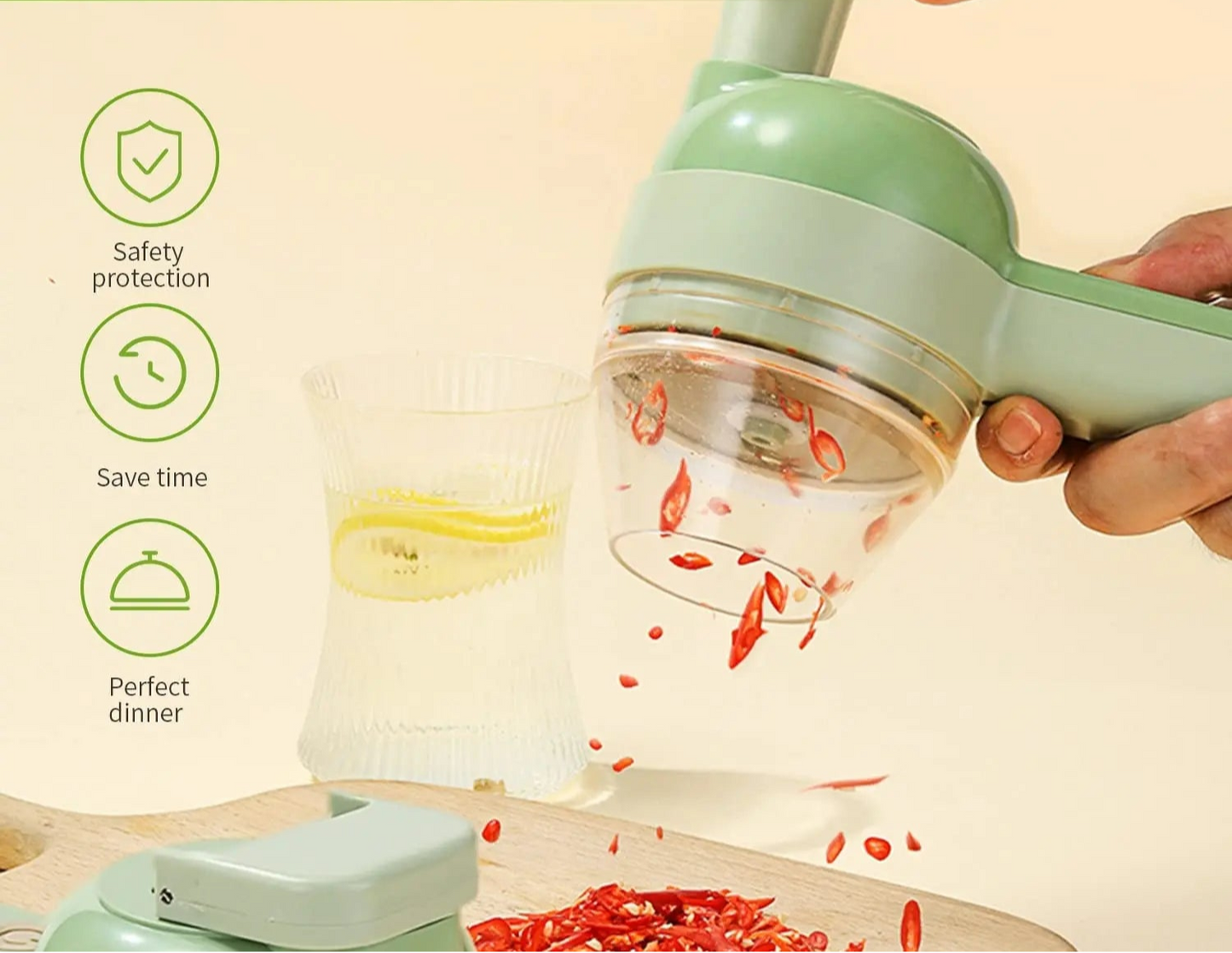 4 In 1 Handheld Electric Vegetable Cutter