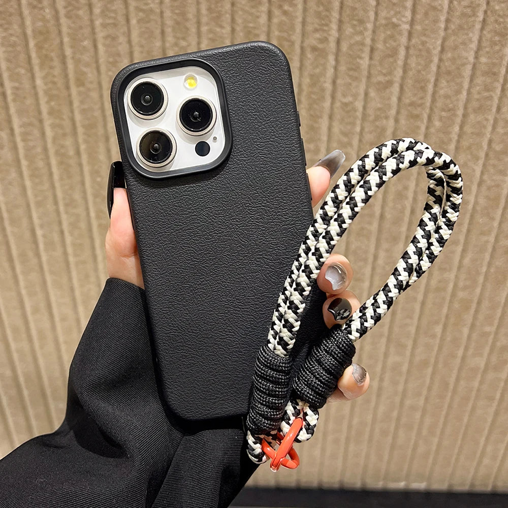 Vibrant Leather Texture Wristlet Phone Case