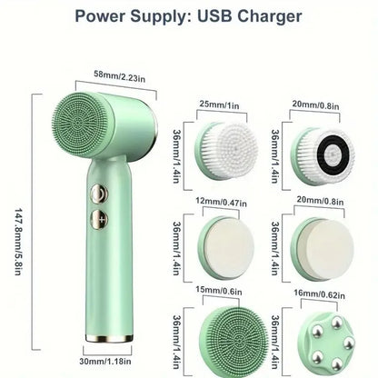 6 In 1 Ultrasonic Electric Face Cleansing Brush