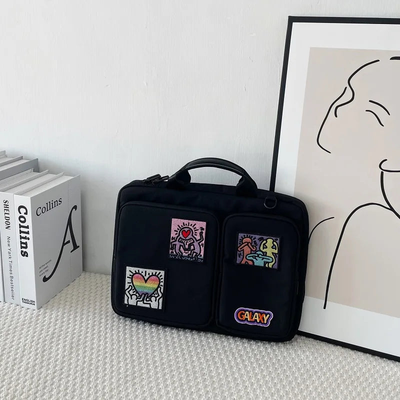 Playful Patches Laptop Shoulder Bag