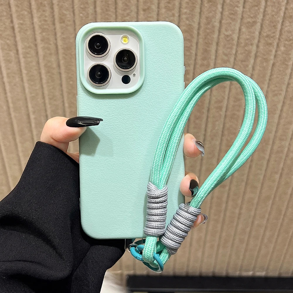 Vibrant Leather Texture Wristlet Phone Case