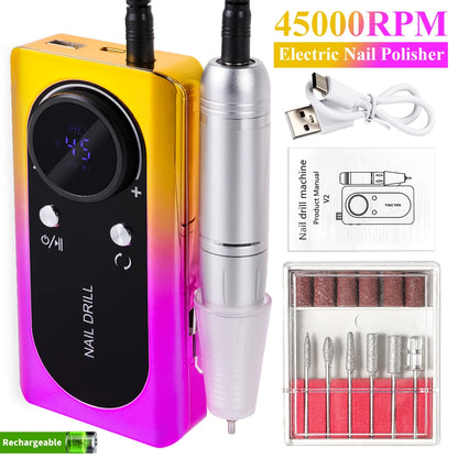 Portable Nail Drill Machine and Kit 45000RPM