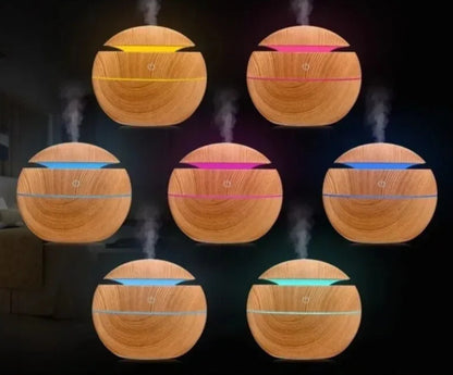 Mini Wood Grain Air Humidifier + Aroma Diffuser