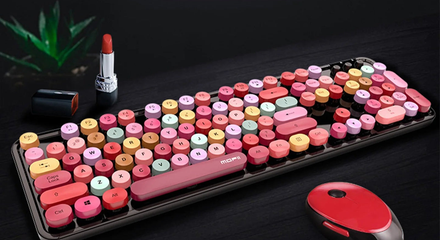 Colorful Keys Wireless Keyboard And Mouse Set