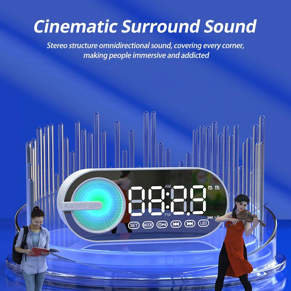 Bluetooth Speaker Mirror Clock