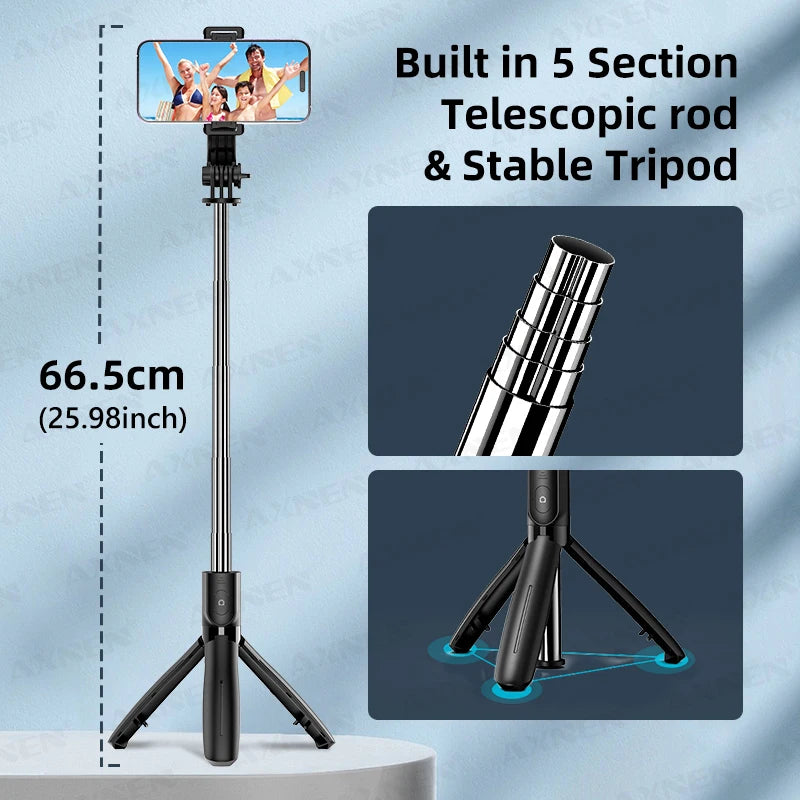 Portable Adjustable Selfie Stick Tripod with Remote