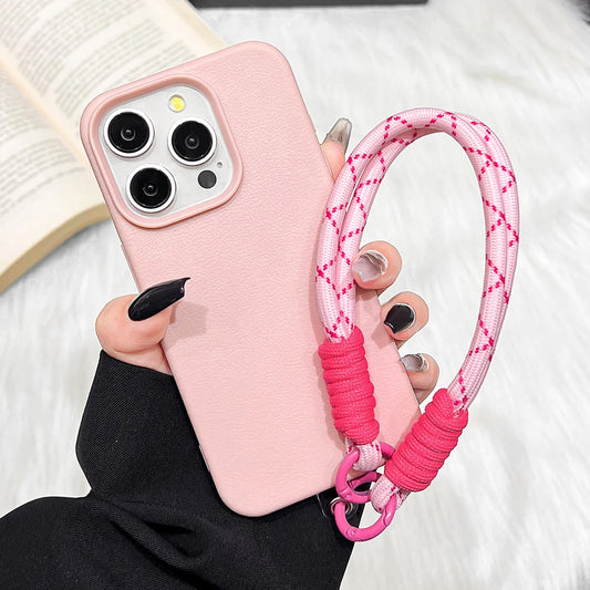 Vibrant Leather Texture Wristlet Phone Case