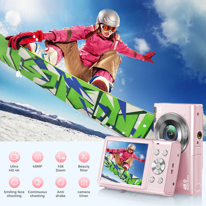 4K Digital Camera HD 48MP with 2.8" Large Screen