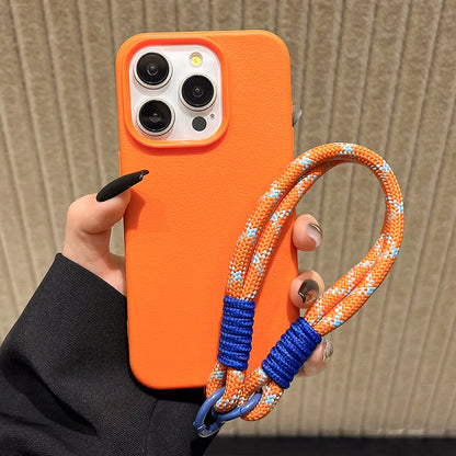 Vibrant Leather Texture Wristlet Phone Case