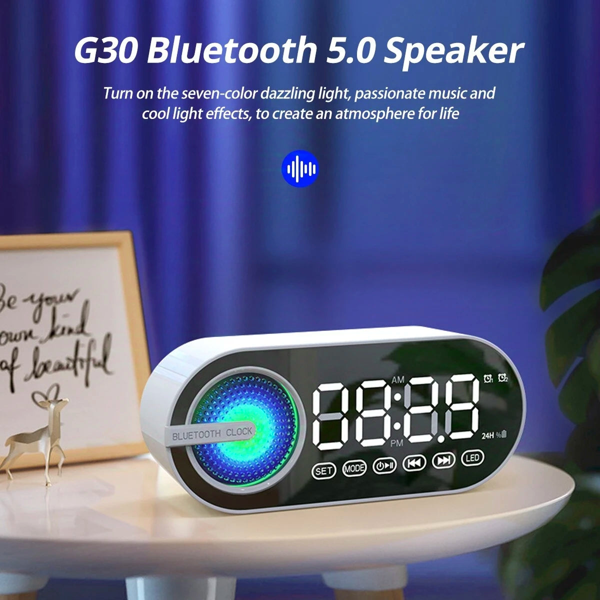 Bluetooth Speaker Mirror Clock