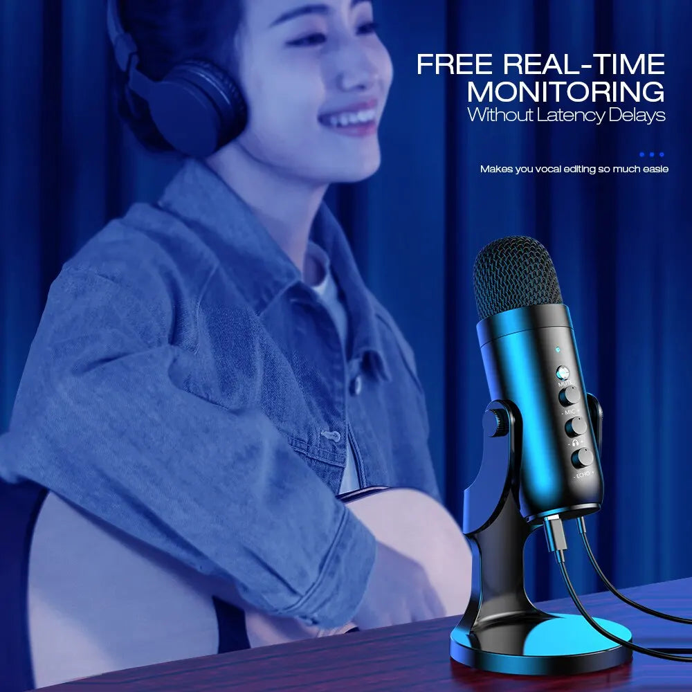 USB Condenser Microphone for Computer + Phone Adapter