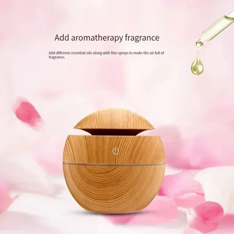 Mini Wood Grain Air Humidifier + Aroma Diffuser